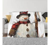 JKLQWC Couverture en flanelle imprimée bonhomme de neige - Légère, douce et chaude - pour canapé, lit, voiture - 125 x 150 cm