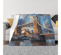 JKLQWC Couverture en flanelle imprimée Bridge in London - Légère et chaude - Pour canapé, lit, voiture - 100 x 125 cm