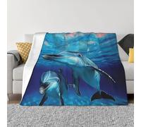 JKLQWC Couverture en flanelle, légère, douce et chaude pour canapé, lit, voiture - Motif dauphin - 125 x 150 cm
