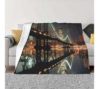 JKLQWC Couverture en flanelle, légère, douce et chaude, pour canapé, lit, voiture - Motif pont de Manhattan New York - 125 x 150 cm