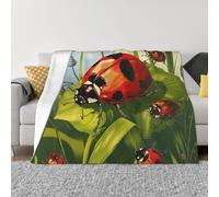 JKLQWC Couverture en flanelle légère et chaude pour canapé, lit, voiture - Imprimé coccinelle - 125 x 150 cm