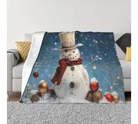 JKLQWC Couverture en flanelle légère et chaude pour canapé, lit, voiture - Motif bonhomme de neige - 125 x 150 cm
