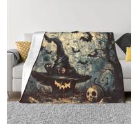 JKLQWC Couverture en flanelle légère et chaude pour canapé, lit, voiture - Motif chapeau de sorcière - 125 x 150 cm