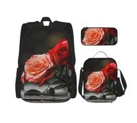 JKLQWC Ensemble de sacs d'école pour adolescents et adultes, imprimés crânes en sucre, sacs à dos pour ordinateur portable, sac à déjeuner et trousse à crayons, cadeau pour garçons et filles, rose