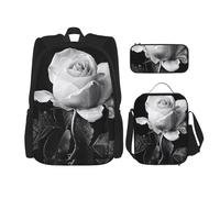 JKLQWC Ensemble de sacs d'école pour adolescents et adultes, imprimés d'animaux mignons, sacs à dos pour ordinateur portable, sac à déjeuner et trousse à crayons, cadeau pour garçons et filles, Rose