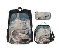 JKLQWC Ensemble de sacs d'école pour adolescents et adultes, imprimés tournesol lumineux, sacs à dos pour ordinateur portable, sac à déjeuner et trousse à crayons, cadeau pour garçons et filles