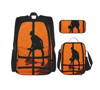 JKLQWC Ensemble de sacs d'école pour adolescents et adultes, sacs à dos pour ordinateur portable, sac à déjeuner et trousse à crayons, cadeau pour garçons et filles, Art du basket-ball, Taille unique