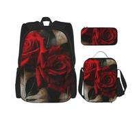 JKLQWC Ensemble de sacs d'école pour adolescents et adultes, sacs à dos pour ordinateur portable, sac à déjeuner et trousse à crayons, cadeau pour garçons et filles, Rose gothique 1, Taille unique