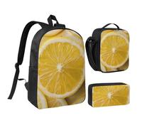 JKLQWC Ensemble sac à dos 3 pièces avec sac à déjeuner isotherme et trousse à crayons pour étudiants, adolescents, filles, garçons - 43,2 cm, Jaune citron, Taille unique, Sac à dos d'école