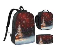 JKLQWC Ensemble sac à dos 3 pièces avec sac à déjeuner isotherme et trousse à crayons pour étudiants, adolescents, filles, garçons - 43,2 cm, Noël., Taille unique, Sac à dos d'école