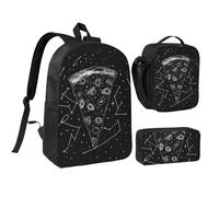JKLQWC Ensemble sac à dos 3 pièces avec sac à déjeuner isotherme et trousse à crayons pour étudiants, adolescents, filles, garçons - 43,2 cm, Constellation de pizza, Taille unique, Sac à dos d'école