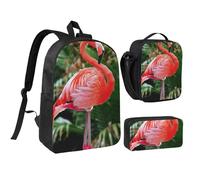 JKLQWC Ensemble sac à dos 3 pièces avec sac à déjeuner isotherme et trousse à crayons pour étudiants, adolescents, filles, garçons - 43,2 cm - Imprimé éléphant, Joli flamant rose., Taille unique, Sac