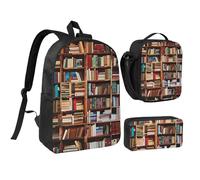 JKLQWC Ensemble sac à dos 3 pièces avec sac à déjeuner isotherme et trousse à crayons pour étudiants, adolescents, filles, garçons et filles, 43,2 cm, Livres., Taille unique, Sac à dos d'école