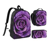 JKLQWC Ensemble sac à dos 3 pièces avec sac à déjeuner isotherme et trousse à crayons pour étudiants, adolescents, filles, garçons et filles 43,2 cm, rose, Taille unique, Sac à dos d'école
