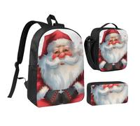 JKLQWC Ensemble sac à dos 3 pièces avec sac à déjeuner isotherme et trousse à crayons pour étudiants, adolescents, filles et garçons 43,2 cm, Père Noël mignon 1, Taille unique, Sac à dos d'école