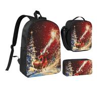 JKLQWC Ensemble sac à dos 3 pièces avec sac à déjeuner isotherme et trousse à crayons pour étudiants, adolescents, filles, garçons et filles, 43,2 cm, Christmas Magic, Taille unique, Sac à dos d'école