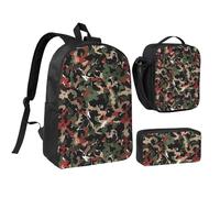 JKLQWC Ensemble sac à dos 3 pièces avec sac à déjeuner isotherme et trousse à crayons pour étudiants, adolescents, filles, garçons et filles, 43,2 cm, camouflage, Taille unique, Sac à dos d'école