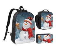 JKLQWC Ensemble sac à dos 3 pièces imprimé moderne du milieu du siècle, sac d'école de 43,2 cm avec sac à déjeuner isotherme et trousse à crayons, pour étudiants, adolescents, filles, garçons, Merry