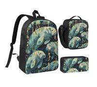 JKLQWC Ensemble sac à dos 3 pièces imprimé moderne du milieu du siècle, sac d'école de 43,2 cm avec sac à déjeuner isotherme et trousse à crayons, pour étudiants, adolescents, filles, garçons, Veau