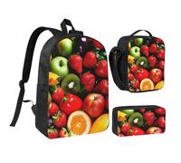 JKLQWC Ensemble sac à dos d'Halloween 3 pièces avec sac à déjeuner isotherme et trousse à crayons pour étudiants, adolescents, filles, garçons - 43,2 cm, Fruits et légumes frais., Taille unique, Sac à