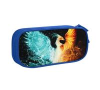 JKLQWC Fire and Water Phoenix Trousse à crayons avec fermeture éclair pour bureau, école, adolescent, fille, garçon, adulte, noir, bleu, One Size, Cartable