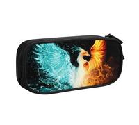 JKLQWC Fire and Water Phoenix Trousse à crayons avec fermeture éclair pour bureau, école, adolescent, fille, garçon, adulte, noir, Noir , One Size, Cartable