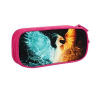 JKLQWC Fire and Water Phoenix Trousse à crayons avec fermeture éclair pour bureau, école, adolescent, fille, garçon, adulte, noir, rose, One Size, Cartable