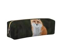 JKLQWC Funny Fox Trousse à crayons en cuir imprimé avec fermeture éclair dorée - Organiseur simple et léger pour l'école, le bureau, les voyages, le maquillage, doré, One Size, Cartable