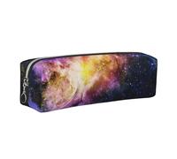 JKLQWC Galaxy in The Universe Trousse à crayons en cuir imprimé avec fermeture éclair dorée - Organiseur simple et léger pour l'école, le bureau, les voyages, le maquillage, Argenté., One Size