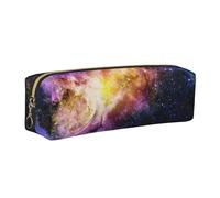 JKLQWC Galaxy in The Universe Trousse à crayons en cuir imprimé avec fermeture éclair dorée - Organiseur simple et léger pour l'école, le bureau, les voyages, le maquillage, doré, One Size, Cartable