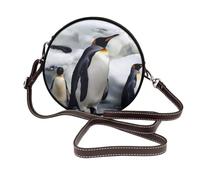 JKLQWC Grand sac à bandoulière imprimé papillon pour femme, joli sac à bandoulière rond en cuir avec sangle réglable, pingouin, Taille unique