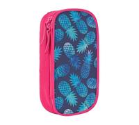 JKLQWC Grande trousse à crayons avec imprimé ananas bleu - Grande trousse de rangement portable pour bureau, école, adolescent, fille, garçon, adulte, noir, rose, One Size, Cartable