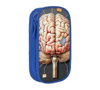 JKLQWC Grande trousse à crayons avec imprimé cerveau humain - Grande trousse de rangement portable pour bureau, école, adolescent, fille, garçon, adulte, noir, bleu, Taille unique, Cartable