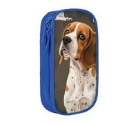 JKLQWC Grande trousse à crayons avec imprimé chien Beagle - Grande trousse de rangement portable pour bureau, école, adolescent, fille, garçon, adulte, noir, bleu, Taille unique, Cartable