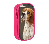 JKLQWC Grande trousse à crayons avec imprimé chien Beagle - Grande trousse de rangement portable pour bureau, école, adolescent, fille, garçon, adulte, noir, rose, Taille unique, Cartable