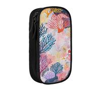 JKLQWC Grande trousse à crayons avec imprimé Coral Reef - Jolie trousse à stylos - Boîte de rangement portable pour bureau, école, adolescent, fille, garçon, adulte, noir, Noir , Taille unique,