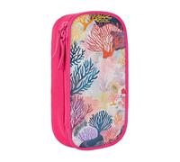 JKLQWC Grande trousse à crayons avec imprimé Coral Reef - Jolie trousse à stylos - Boîte de rangement portable pour bureau, école, adolescent, fille, garçon, adulte, noir, rose, Taille unique,