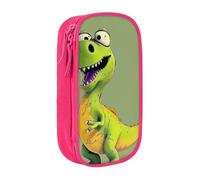 JKLQWC Grande trousse à crayons avec imprimé dinosaure de dessin animé - Grande trousse de rangement portable pour bureau, école, adolescent, fille, garçon, adulte, noir, rose, Taille unique, Cartable
