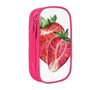 JKLQWC Grande trousse à crayons avec imprimé fraise - Grande trousse de rangement portable pour bureau, école, adolescent, fille, garçon, adulte, noir, rose, One Size, Cartable