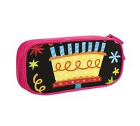JKLQWC Grande trousse à crayons avec imprimé « Happy Birthday » - Jolie boîte à crayons avec fermeture éclair - Pour bureau, école, adolescent, fille, garçon, adulte, noir, rose, One Size, Cartable