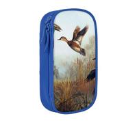 JKLQWC Grande trousse à crayons avec imprimé « Hunting Flying Wild » - Pour bureau, école, adolescent, fille, garçon, adulte, noir, bleu, One Size, Cartable