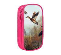 JKLQWC Grande trousse à crayons avec imprimé « Hunting Flying Wild » - Pour bureau, école, adolescent, fille, garçon, adulte, noir, rose, One Size, Cartable