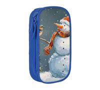 JKLQWC Grande trousse à crayons avec imprimé Merry Christmas and Snow - Jolie pochette à stylos - Boîte de rangement portable pour bureau, école, adolescent, fille, garçon, adulte, noir, bleu, Taille