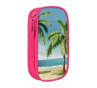 JKLQWC Grande trousse à crayons avec imprimé palmier tropical - Grande trousse de rangement portable pour bureau, école, adolescent, fille, garçon, adulte, noir, rose, Taille unique, Cartable