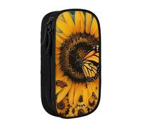JKLQWC Grande trousse à crayons avec imprimé papillon et tournesol - Grande trousse de rangement portable pour bureau, école, adolescent, fille, garçon, adulte, noir, Noir , Taille unique, Cartable