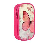 JKLQWC Grande trousse à crayons avec imprimé papillon - Grande trousse de rangement portable pour bureau, école, adolescent, fille, garçon, adulte, noir, rose, Taille unique, Cartable