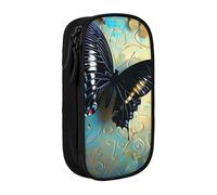 JKLQWC Grande trousse à crayons avec imprimé papillon - Grande trousse de rangement portable pour bureau, école, adolescent, fille, garçon, adulte, noir, Noir , Taille unique, Cartable