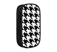 JKLQWC Grande trousse à crayons avec imprimé pied-de-poule noire - Grande trousse de rangement portable pour bureau, école, adolescent, fille, garçon, adulte, noir, Noir , One Size, Cartable