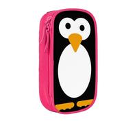 JKLQWC Grande trousse à crayons avec imprimé pingouin mignon - Grande trousse de rangement portable pour bureau, école, adolescent, fille, garçon, adulte, noir, rose, One Size, Cartable