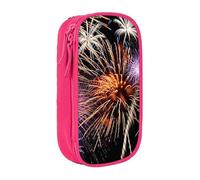 JKLQWC Grande trousse à crayons avec motif explosion de feu d'artifice 3D - Jolie pochette à stylos - Boîte de rangement portable pour bureau, école, adolescent, fille, garçon, adulte, noir, rose, One